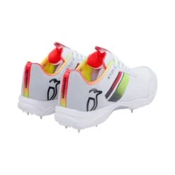 2023 Kookaburra KC 2.0 Spike Cricket Shoes - White/Red/Yellow -Cricket Sales Store 3r2314 kc2.0 red yellow spike angle rear 1