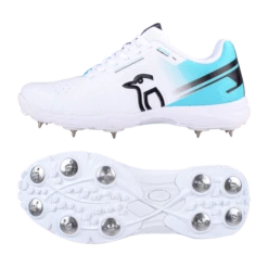 2024 Kookaburra KC 3.0 Spike Cricket Shoes - White/Aqua